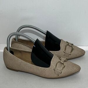 Report Women's Beige Roxanna Horsebit Pointed Slip-On Loafer Shoes Size 7